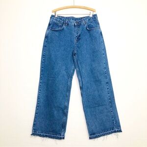 Ragged Priest wide leg, raw hem  high waist, denim jeans